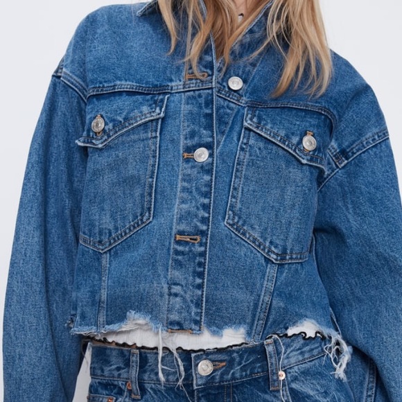 ZARA Ripped Denim Jacket - Picture 3 of 6